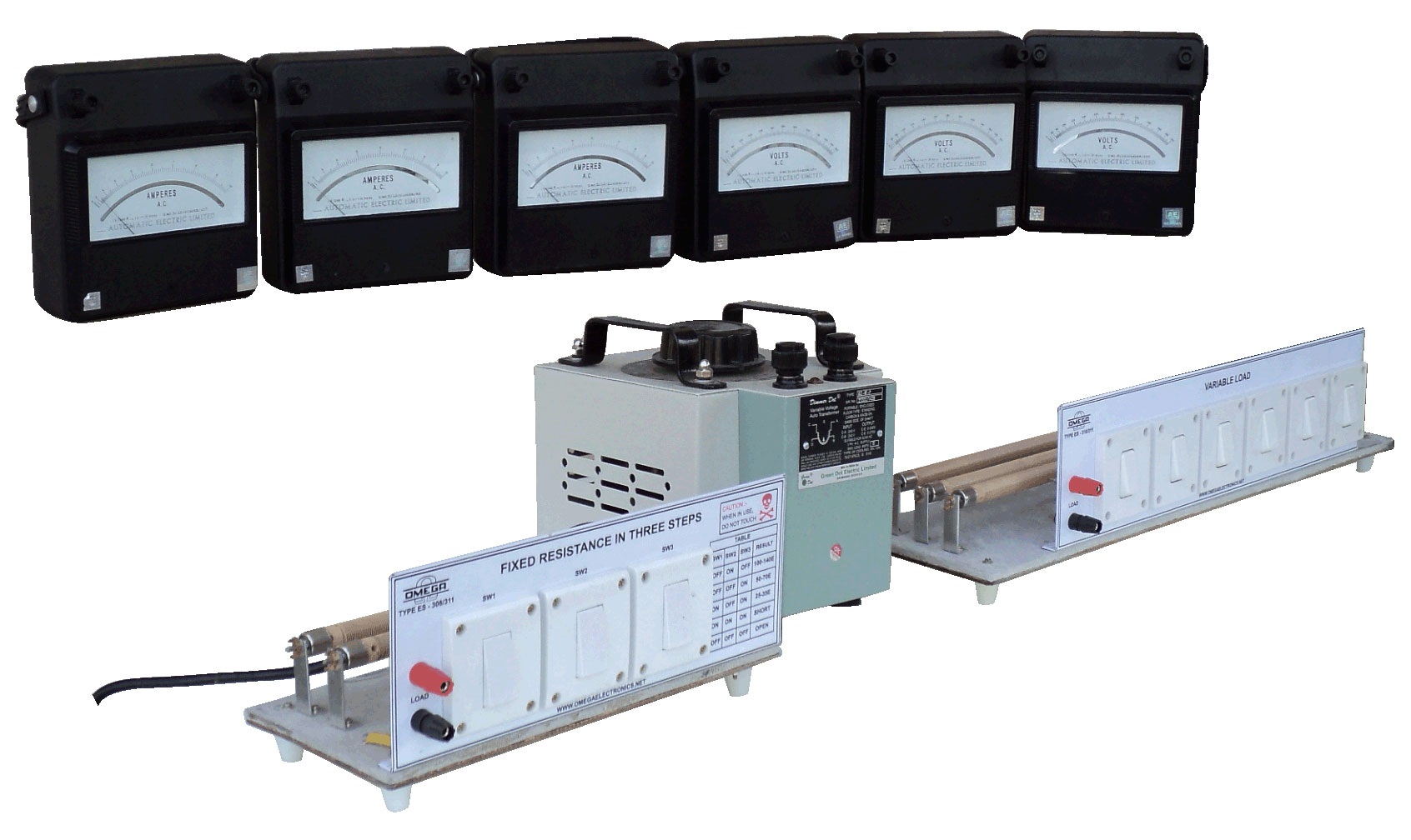 Measurement of the power in a single phase circuit by (I) Three voltmeter method (ii) three ammeter method (C.R.)