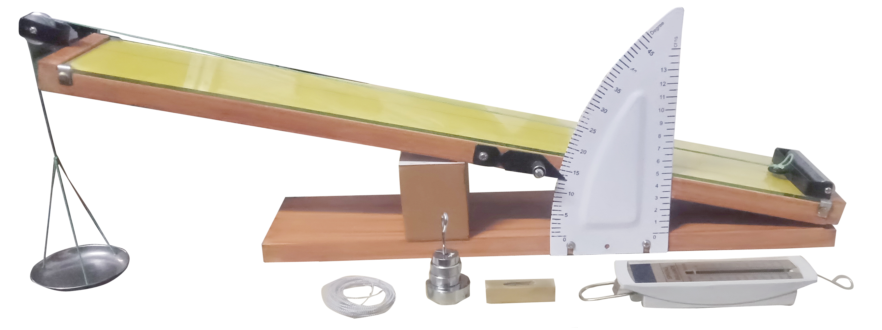 TO FIND THE DOWNWARD FORCE, ALONG AN INCLINED PLANE, ACTING ON A ROLLER DUE TO GRAVITY AND STUDY ITS RELATIONSHIP WITH THE ANGLE OF INCLINATION BY PLOTTING GRAPH BETWEEN FORCE AND SIN