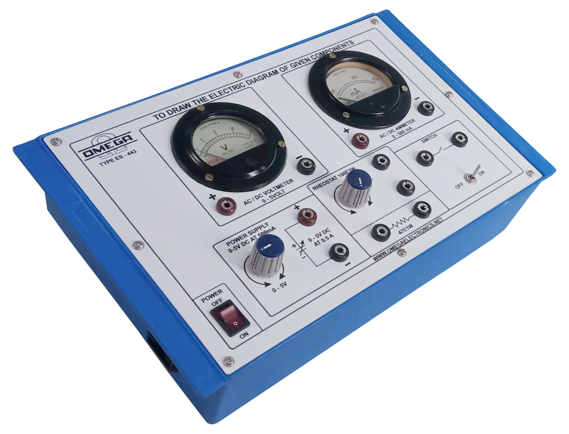 TO DRAW THE DIAGRAM OF GIVEN OPEN CIRCUIT COMPRISING AT LEAST A POWER SUPPLY, RESISTOR/ RHEOSTAT, SWITCH, AMMETER AND VOLTMETER