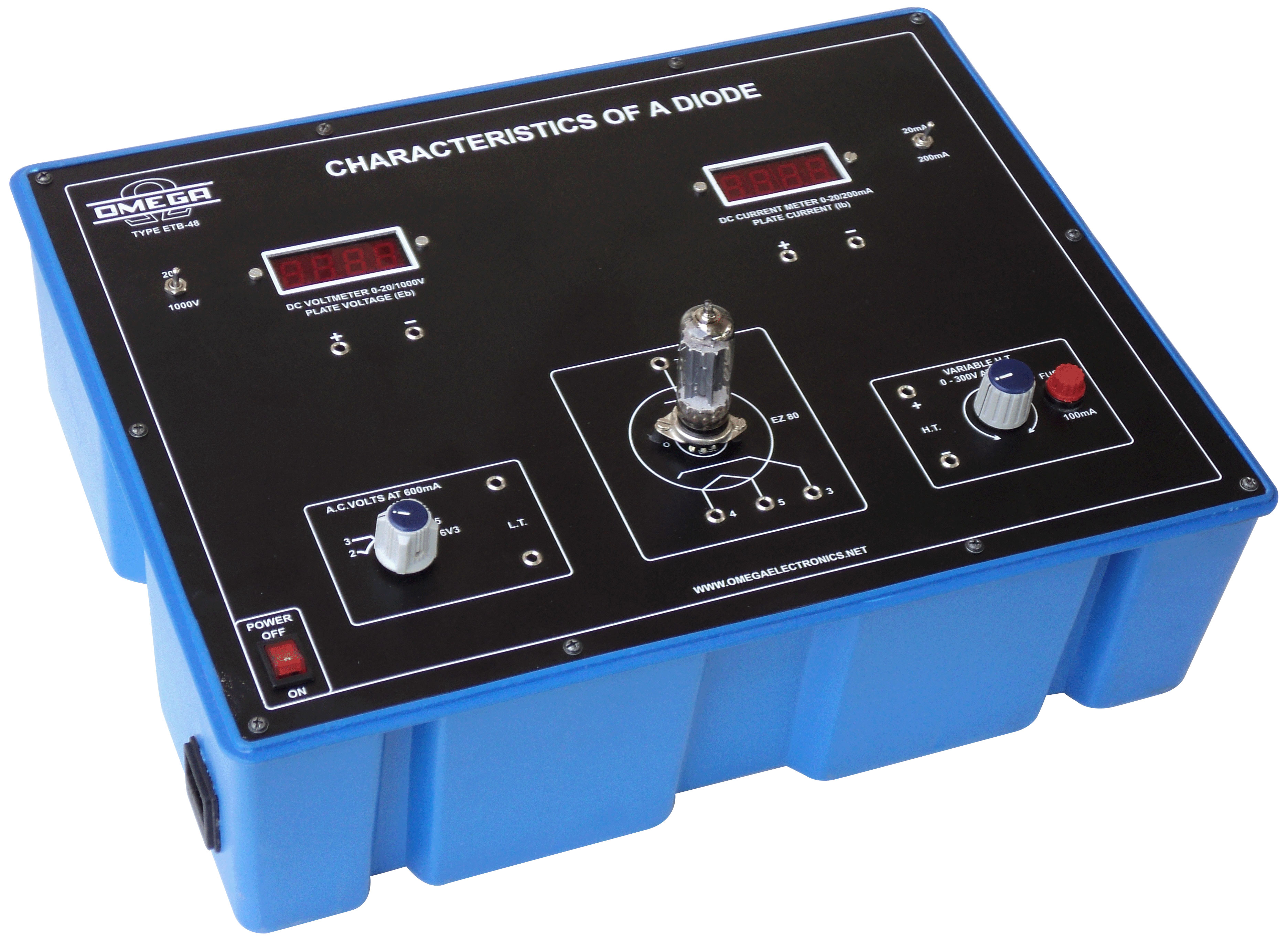 Diode Characteristics with power supply and 2 meters (C.R.) (V.V.)