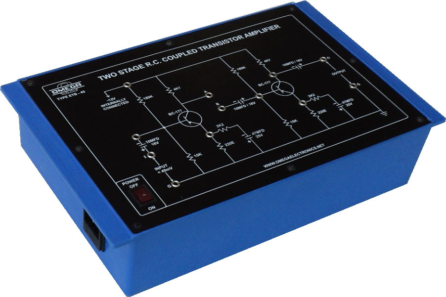 Two Stage R-C Coupled Transistor Amplifier with power supply