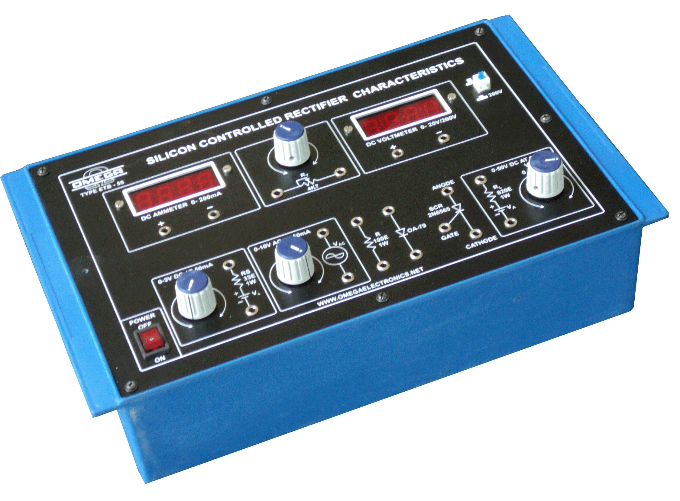 Silicon Controlled Rectifier Characteristics with power supply and 2 meters