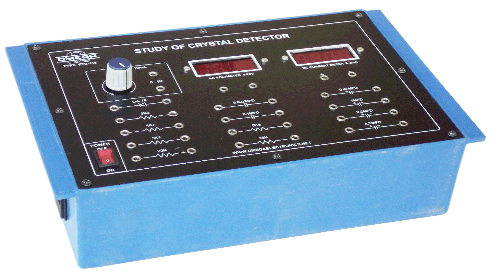 Study of Crystal Detector  with power supply and 2 meters (C.R.)