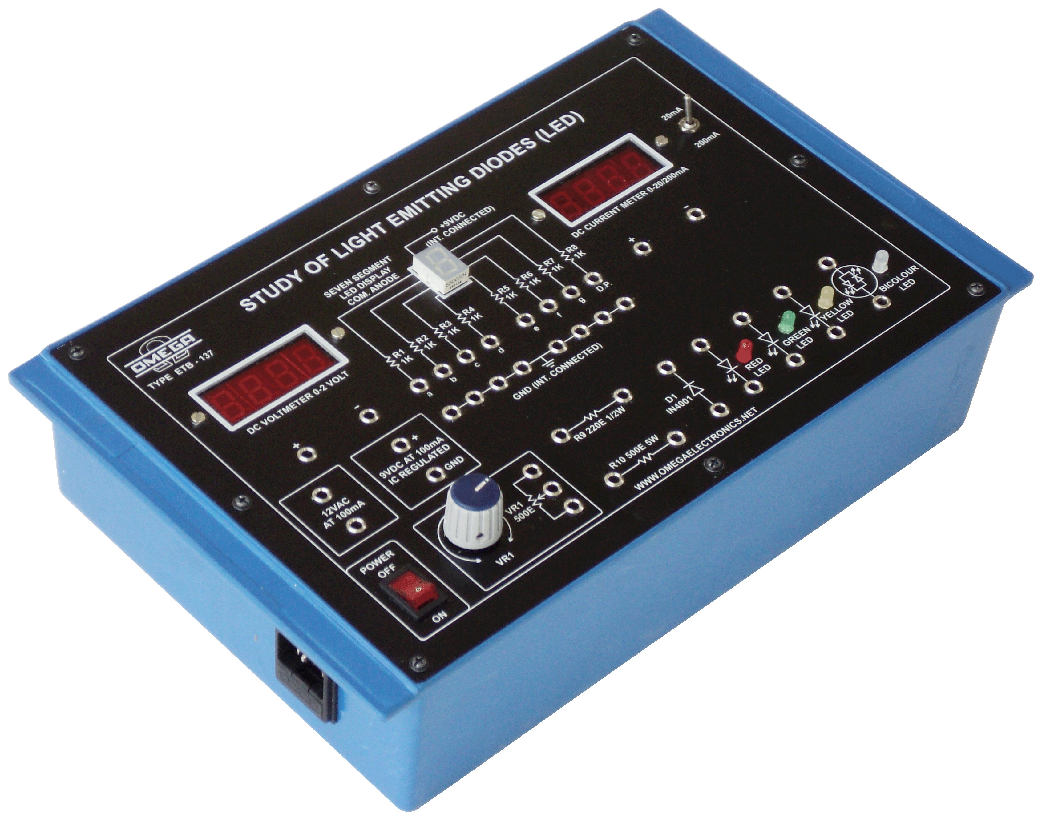 To Study the Behavior of Light Emitting Diode (LED)  with power supply and 2 meters (C.R.)