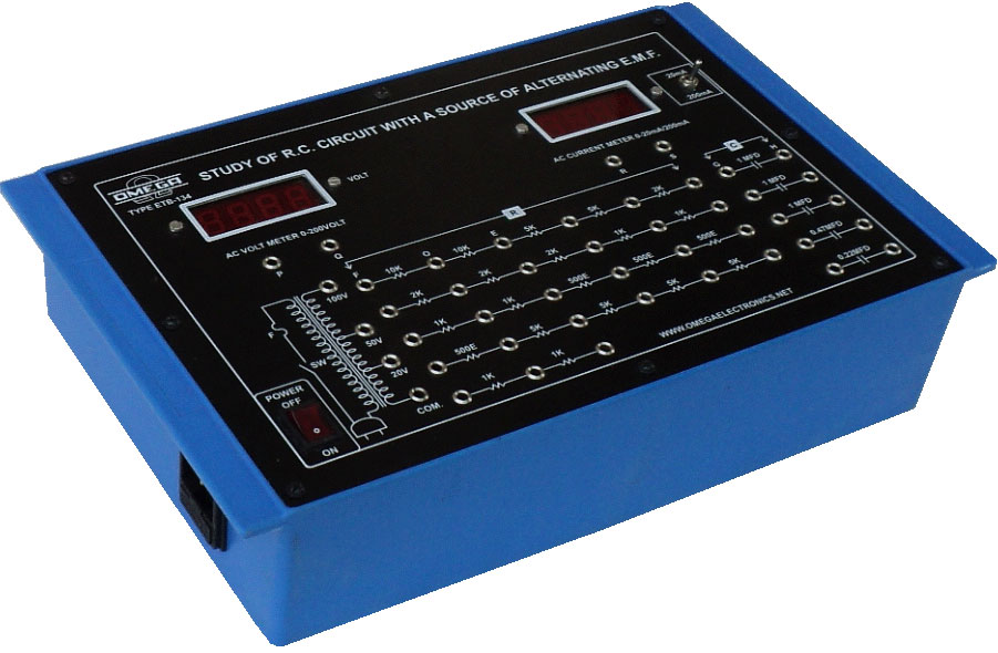 Study of R-C Circuits with a  source of Alternating E.M.F.  with power supply and 2 multi range meters