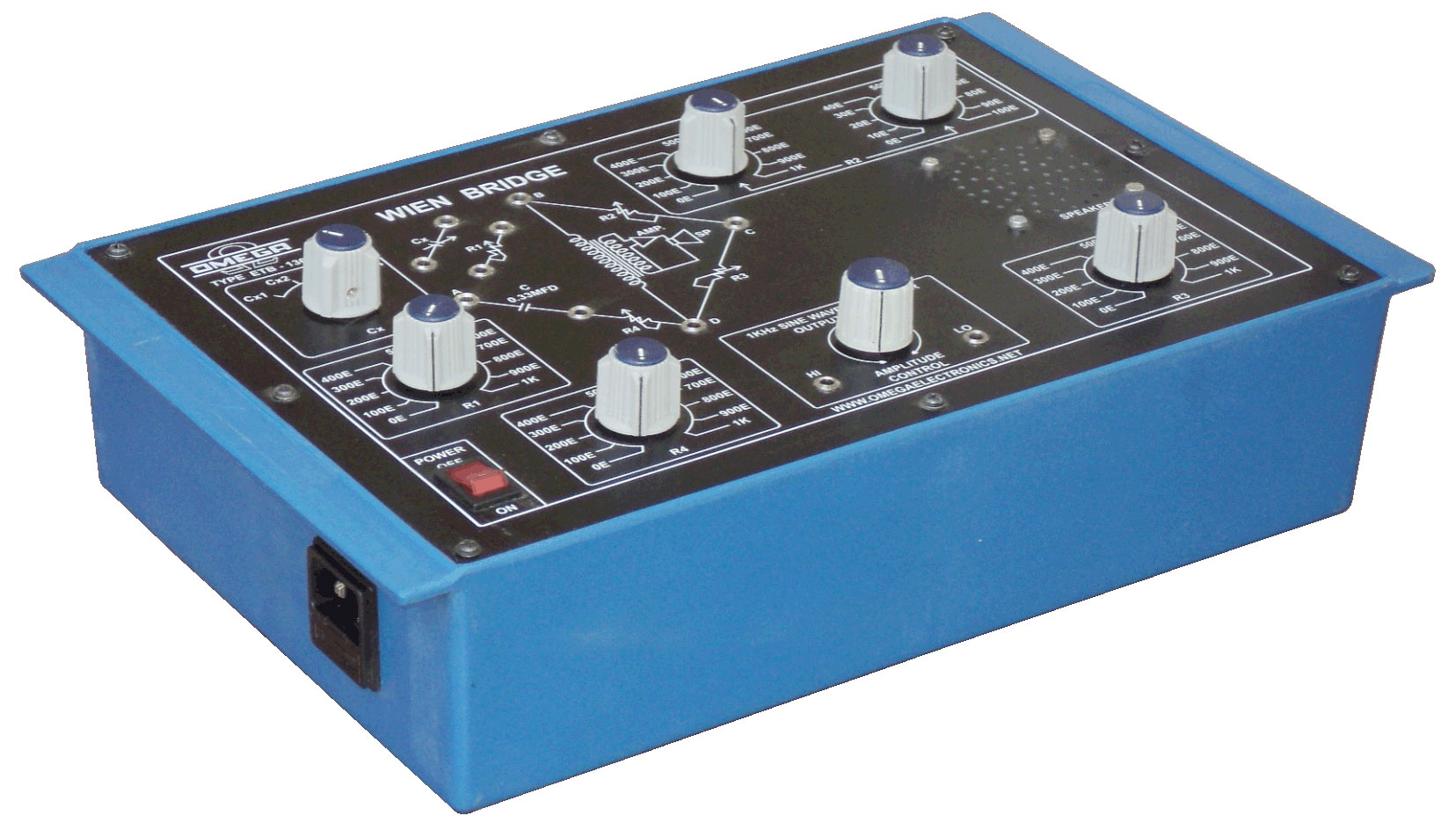 Measurement of Capacitance by Wien Bridge  with power supply and oscillator