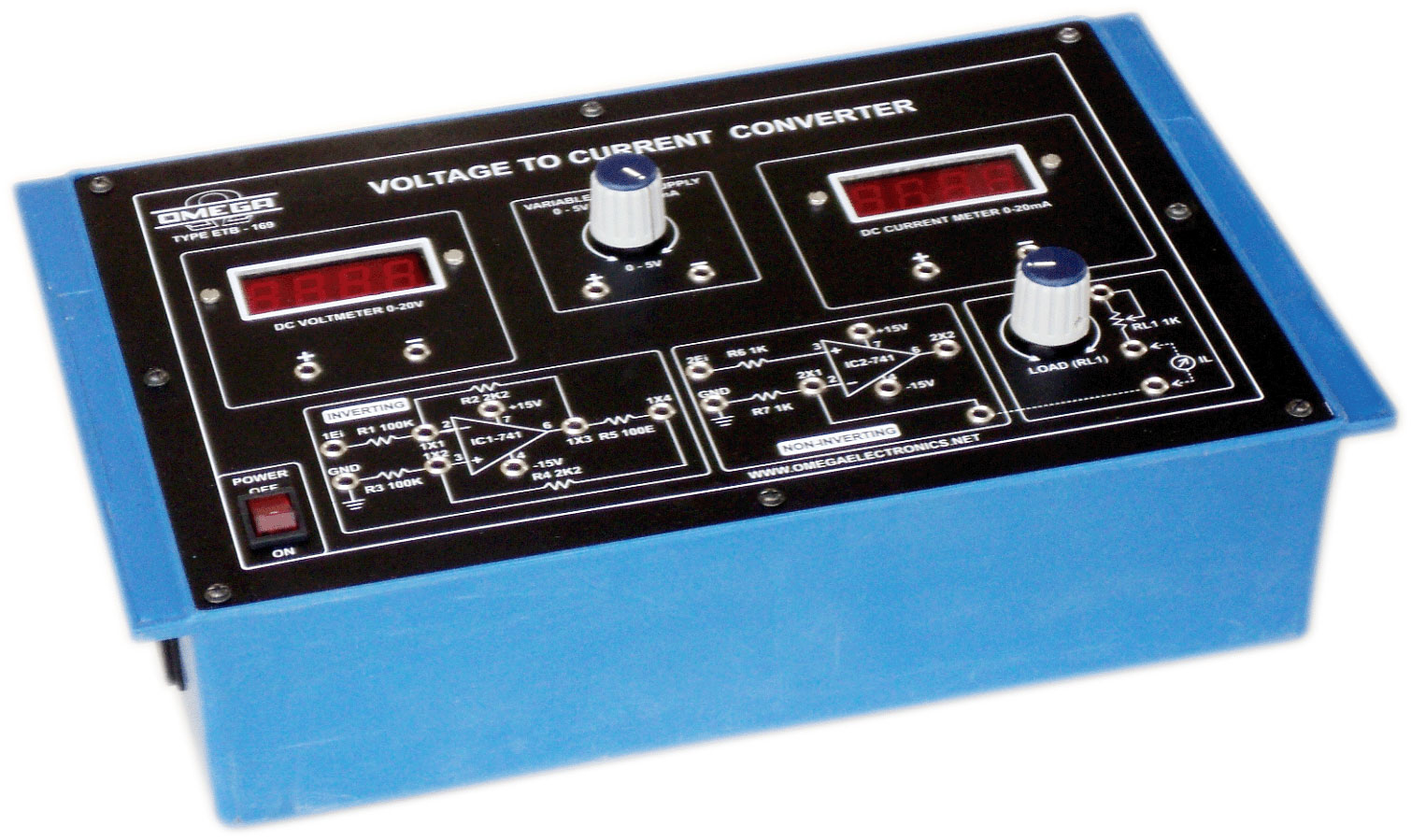 Voltage to Current Converter (V to I) with power supply and 2 meters (C.R.)