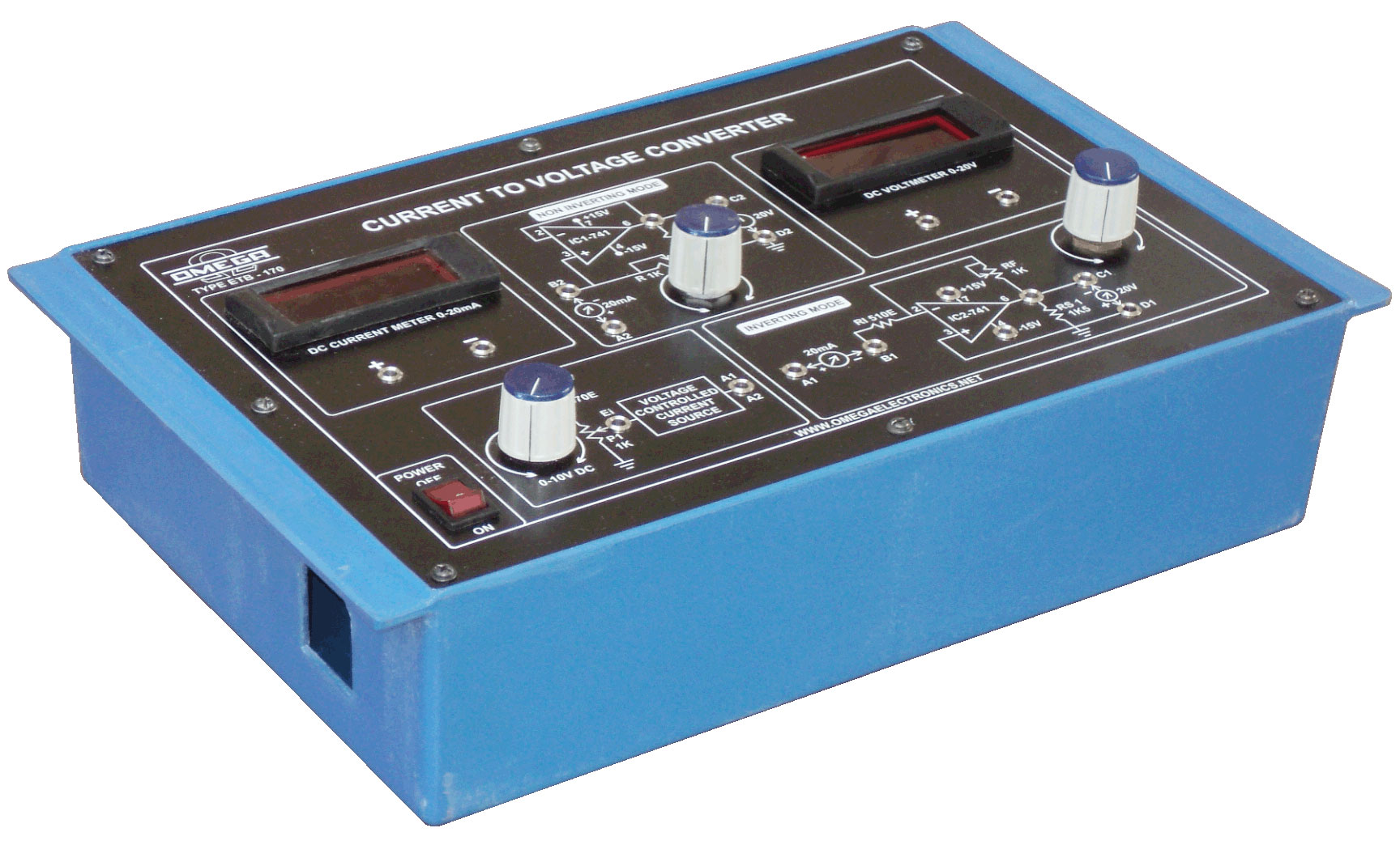 Current to Voltage Converter(V to I) with power supply and 2 meters (C.R.) (C.R.)