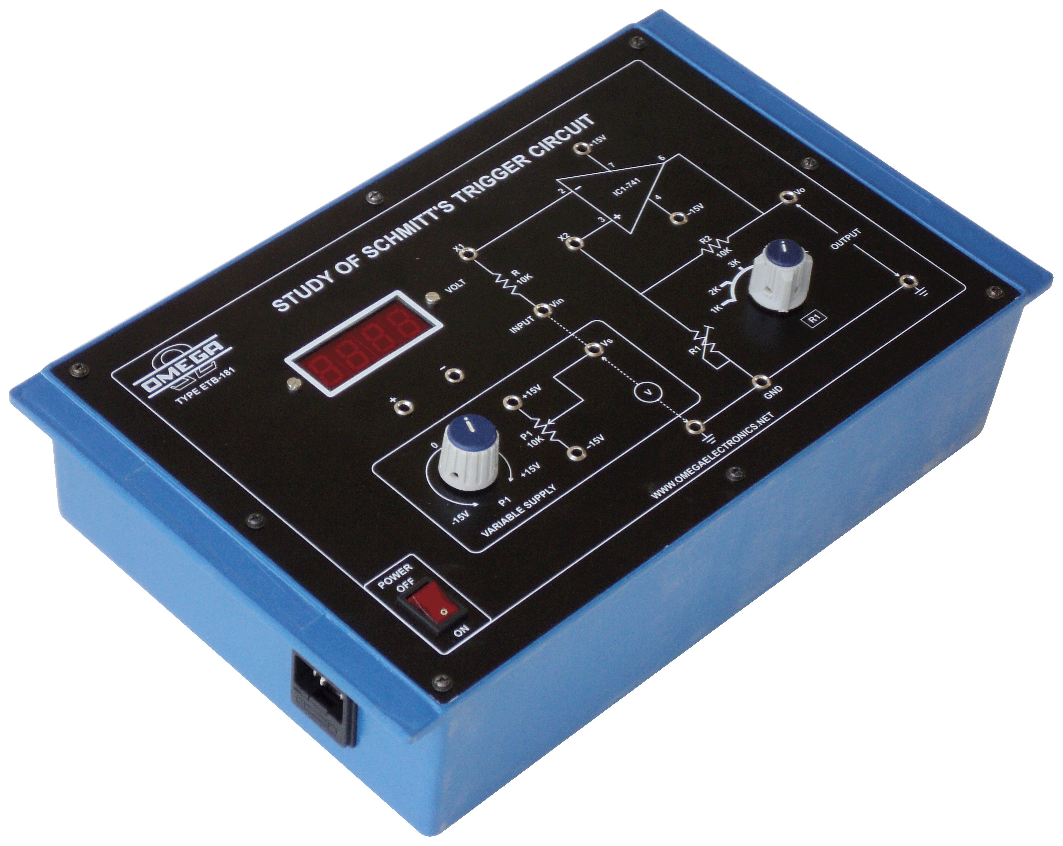 Study of Schmitt's Trigger Circuit (IC-741) with Power Supply and 1 meter