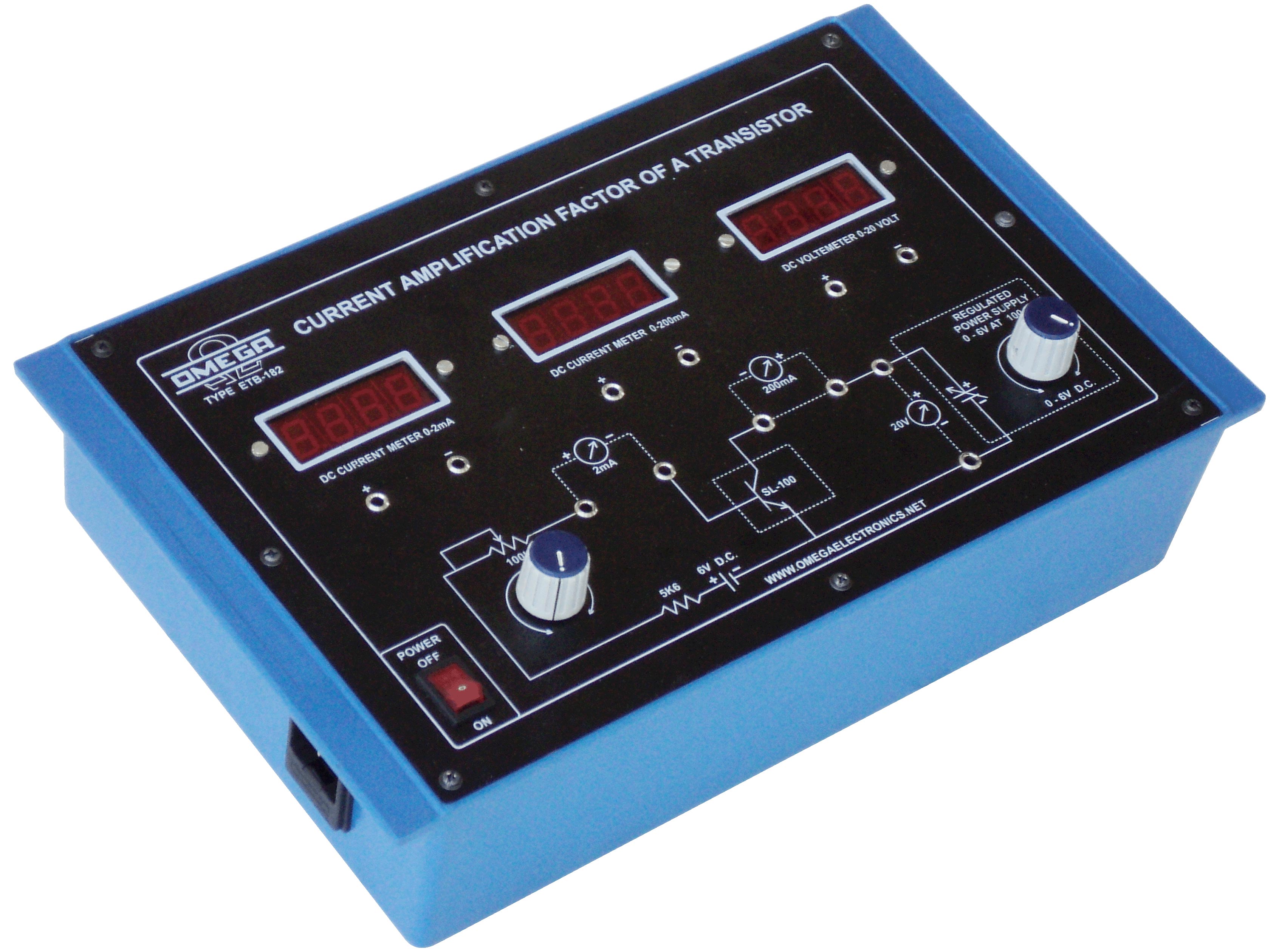 current amplification factor of a transistor with Power Supplies and 3 digital meters  (C.R.)