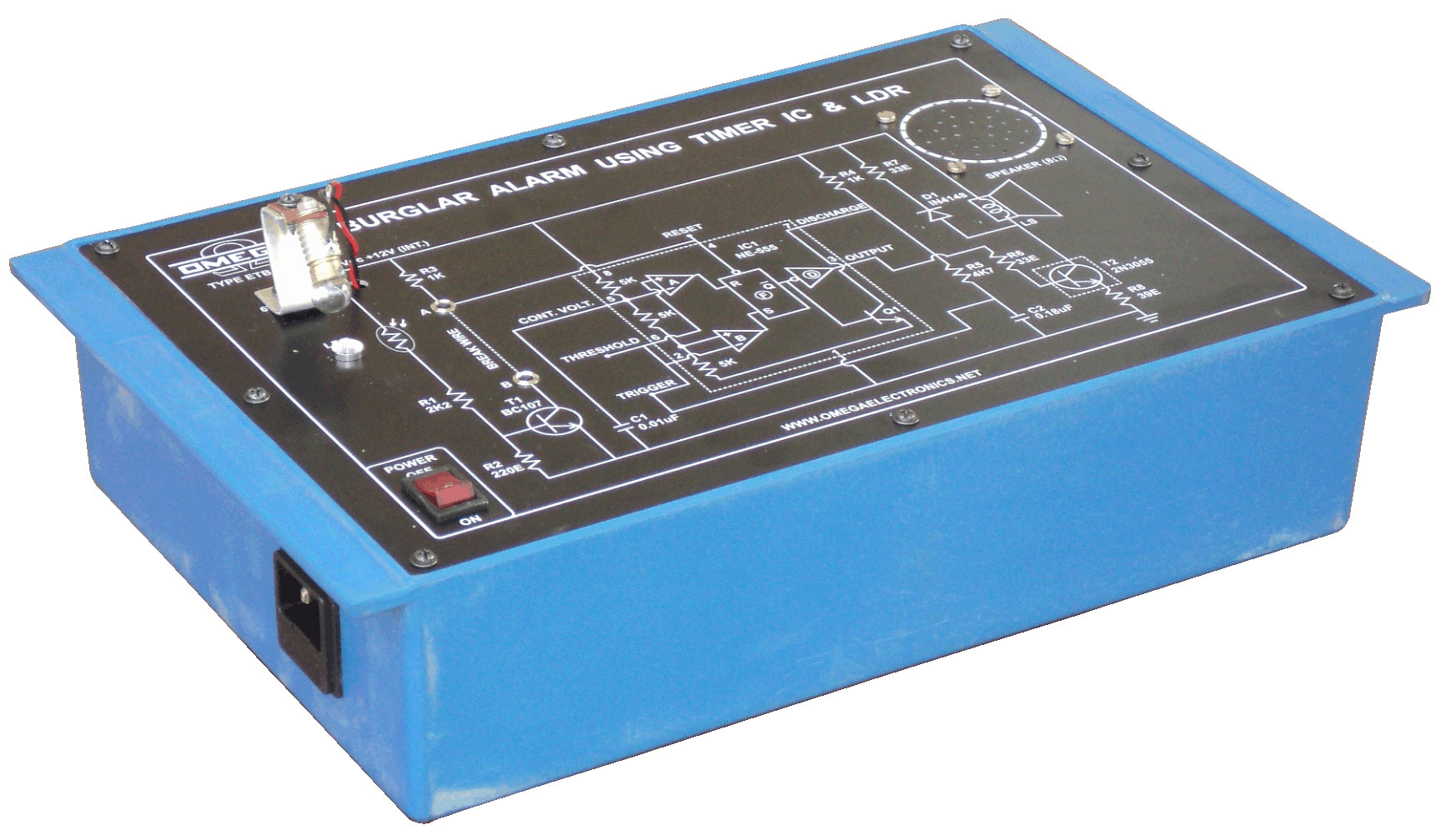 Burglar Alarm using 555 Timer & LDR with Power Supply (C.R.)