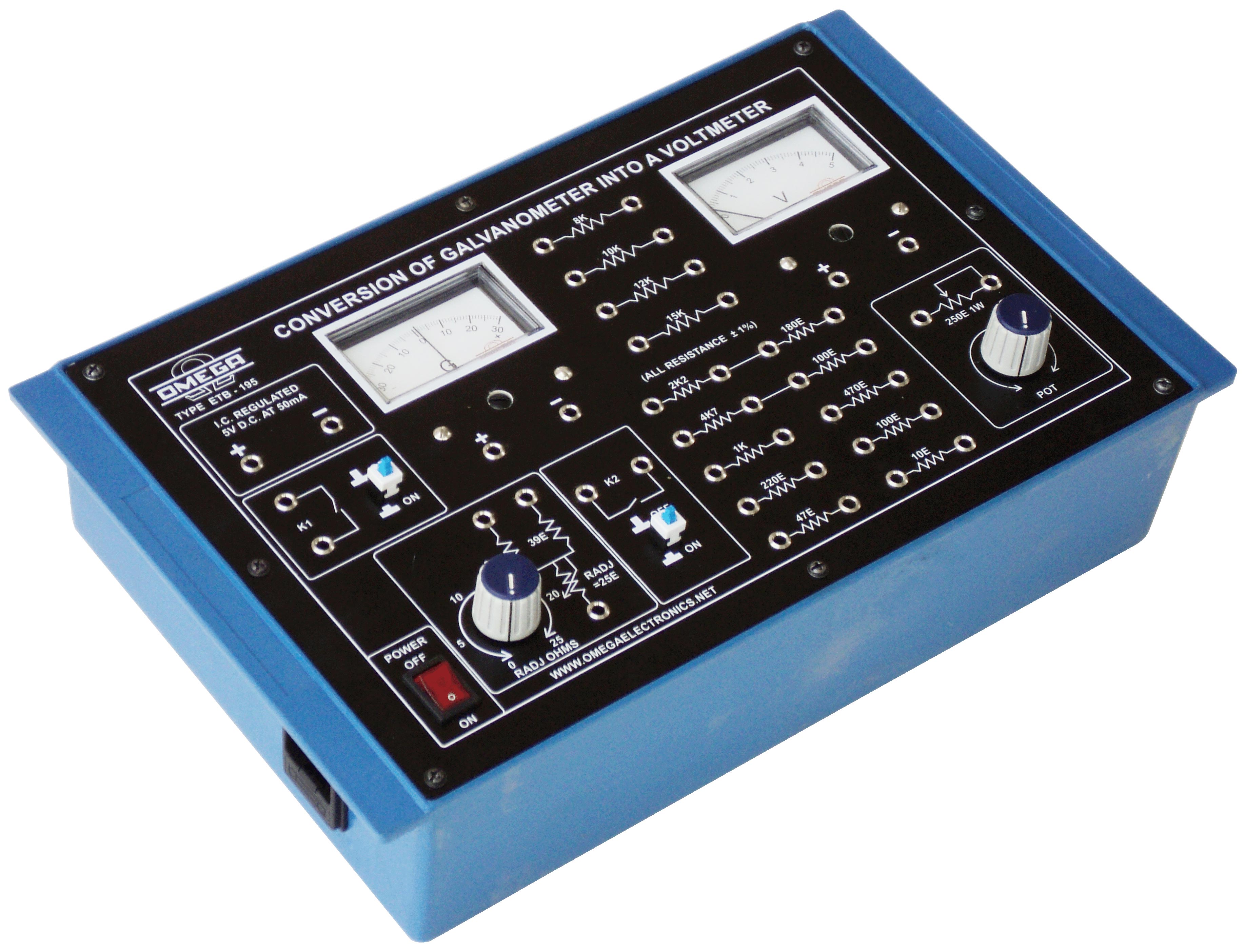 Conversion of Galvanometer into a Voltmeter (G to V) with Power Supply and 2 meters (C.R.)