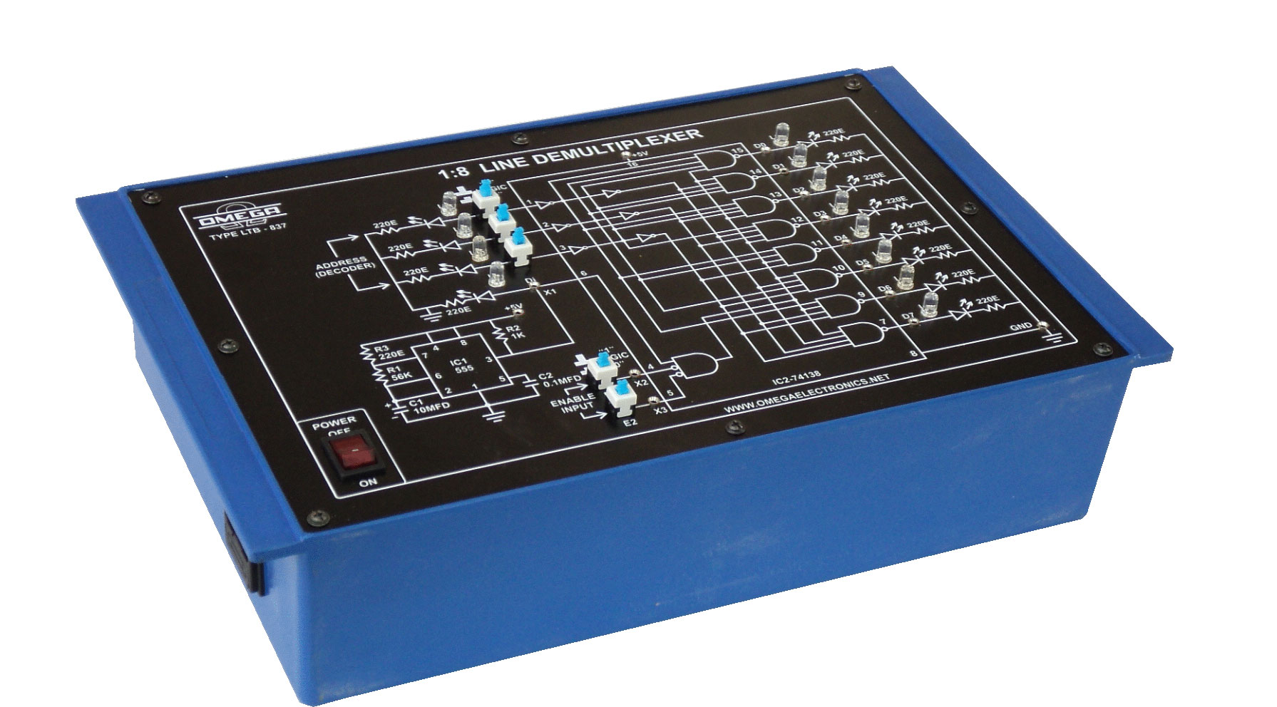 1:8 Line Demultiplexer (Digital) with Power Supply