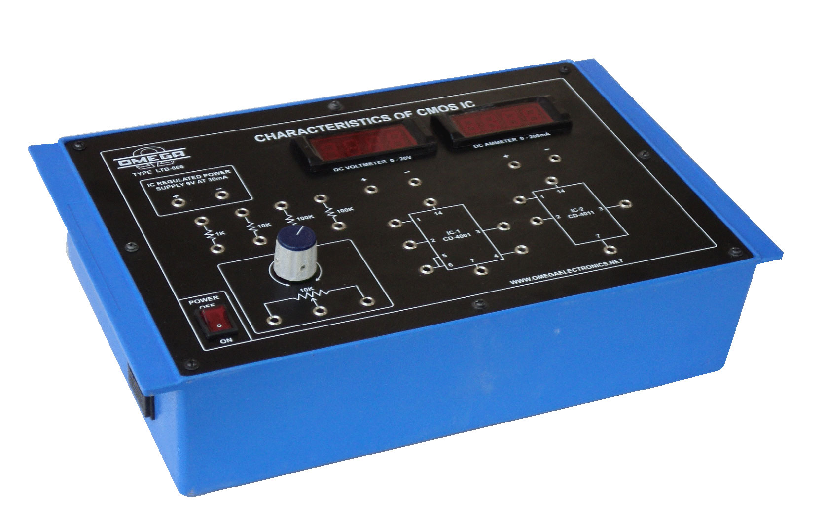 Characteristics of CMOS IC with Power Supply and 2 digital meters (C.R.)