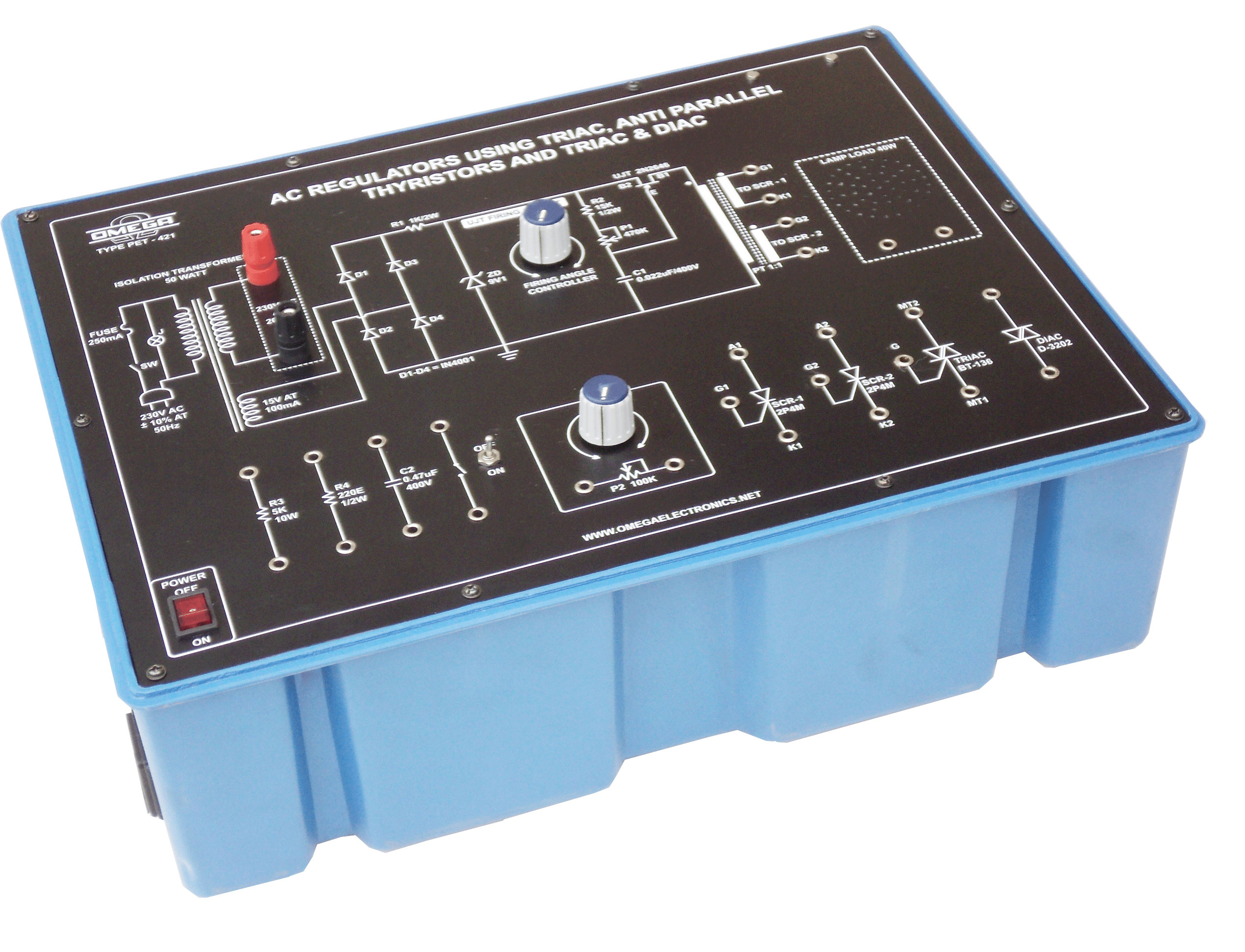 AC Regulators using Triac, anti parallel Thyristor and Triac & Diac with Power Supply