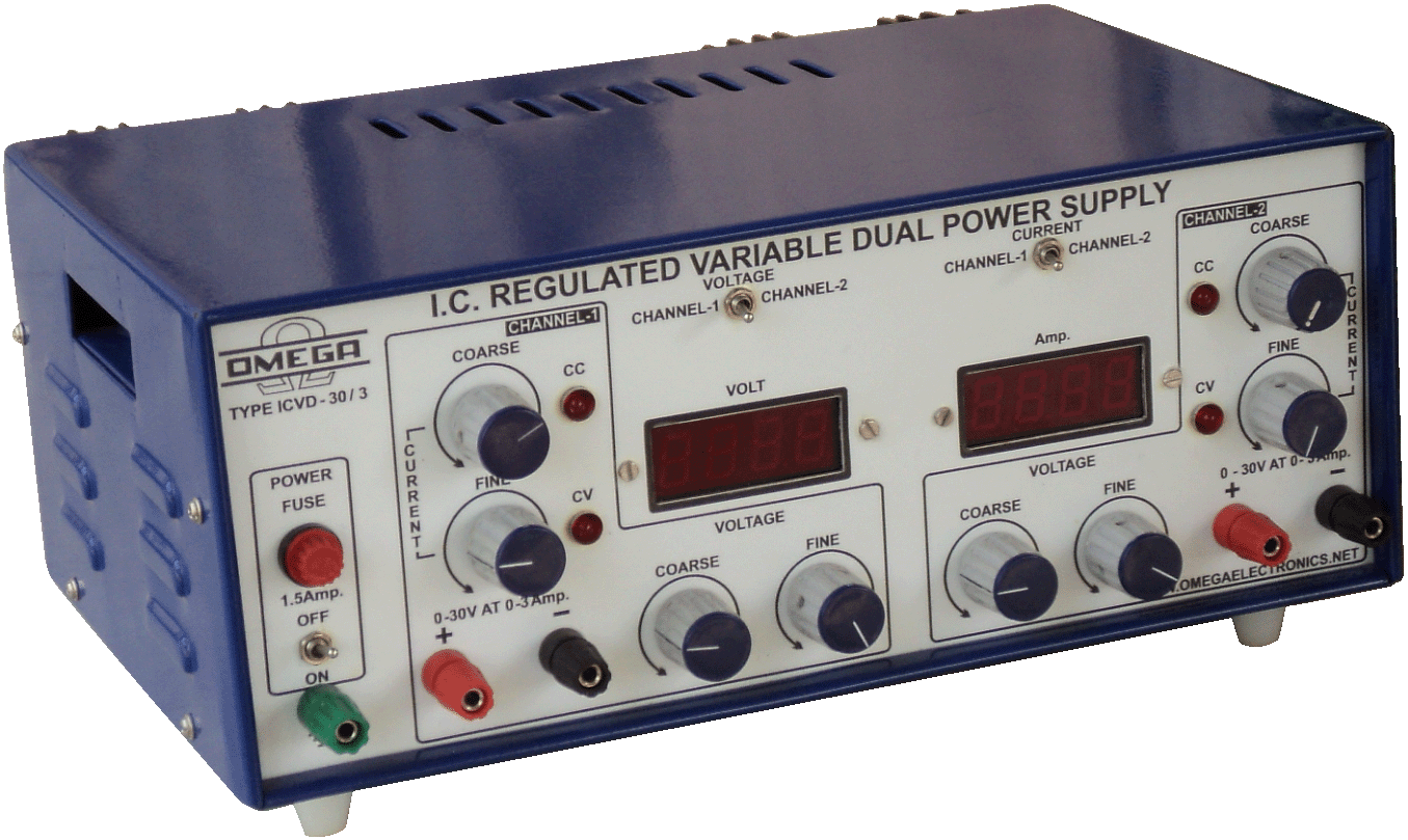 Dual Power Supplies With Digital Meters (0 -15V to 0-1 A) 2 Meters